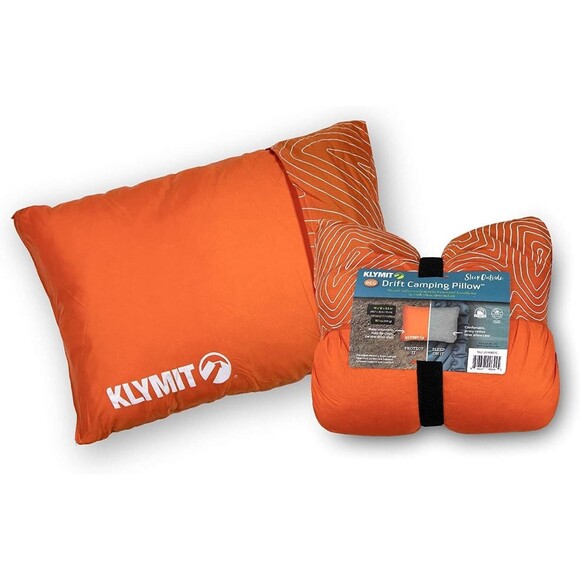 Klymit Drift Camping Shredded Memory Foam Travel Pillow w Reversible Reg Orange - Picture 1 of 12